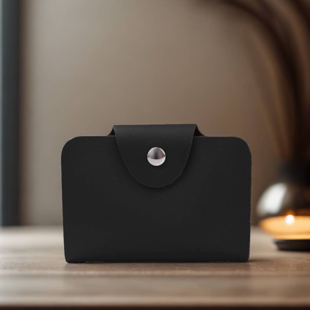 Porte Carte À Bouton Compact