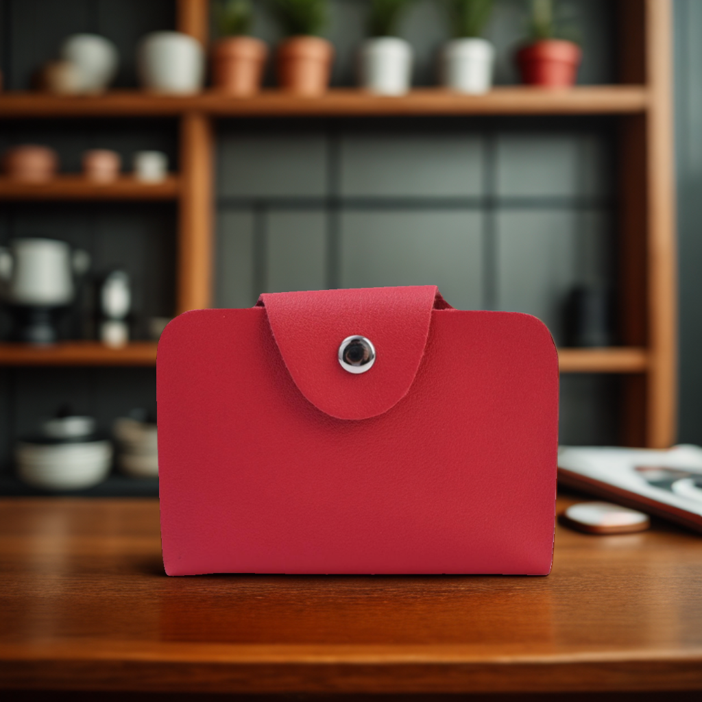Porte Carte À Bouton Compact