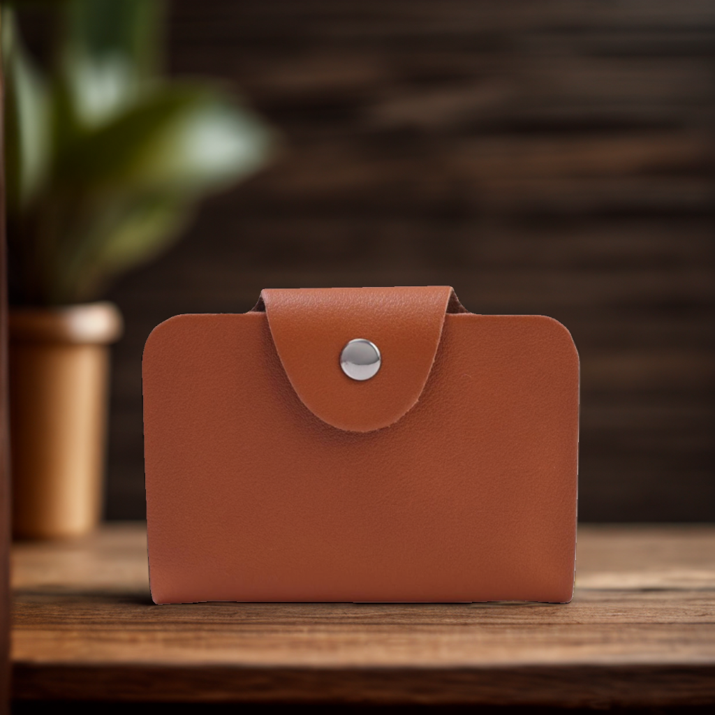 Porte Carte À Bouton Compact