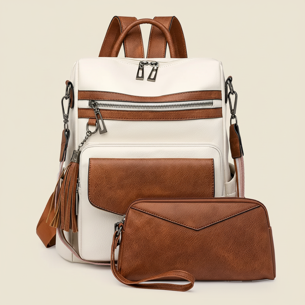 Sac À Dos Cuir Femme Avec Sacoche